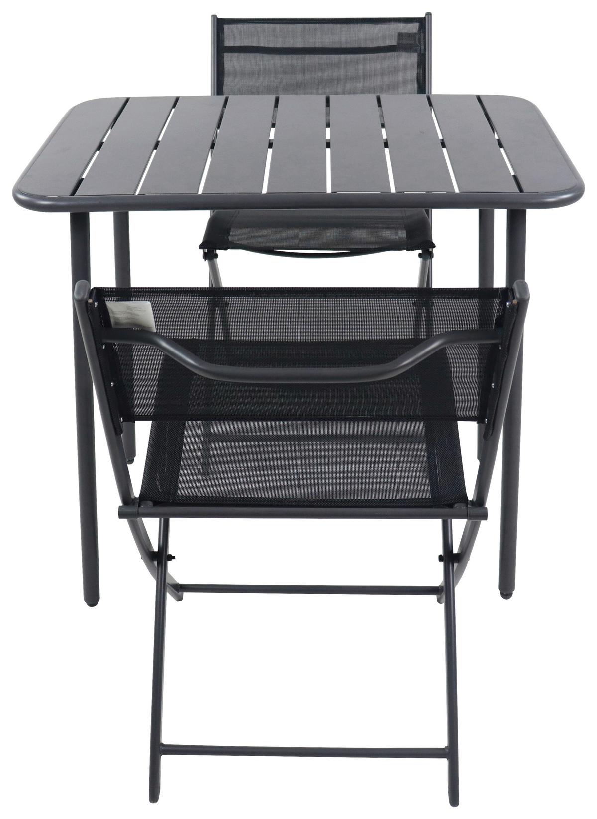 Gartenmöbel Set Sumila 3-Tlg aus Metall/Kunststoff/Textil - Schwarz, MODERN, Kunststoff/Textil - Ambia Garden