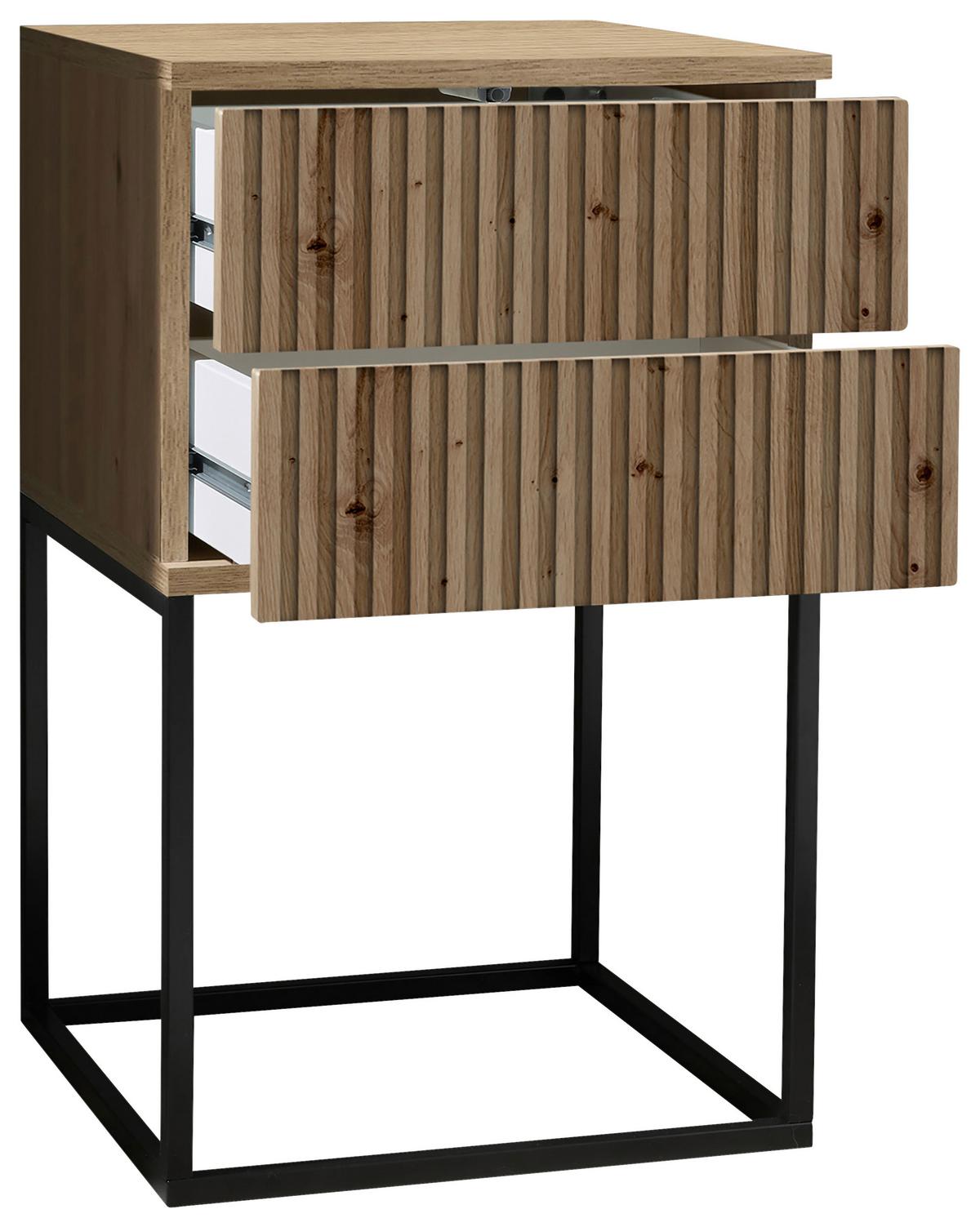 Nachtkästchen Eiche Dekor/ Schwarz H: 65 Cm Marle - Schwarz/Eiche Artisan, MODERN, Holzwerkstoff/Metall (40/65/38,5cm) - Livetastic