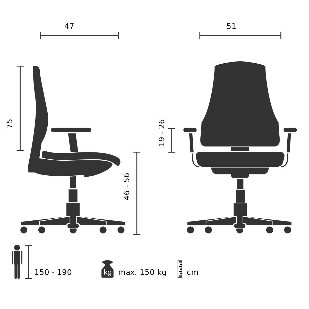 Drehstuhl Vitoro B - Schwarz, Basics, Kunststoff/Textil (67/119-129/76cm) - MID.YOU