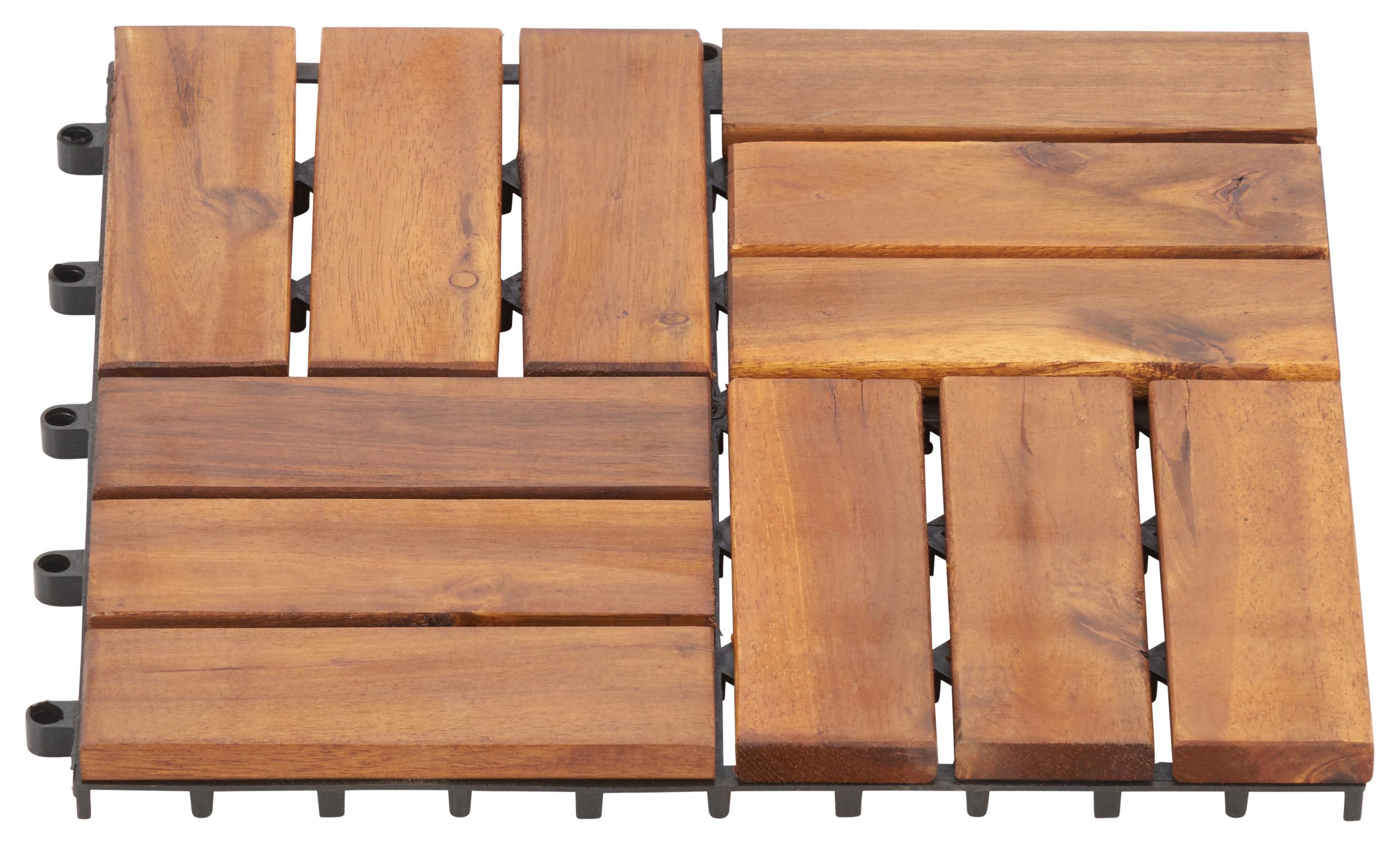 Terrassenfliese Dominik 10er Set 30x30 Cm Akazienholz - Schwarz/Akaziefarben, MODERN, Holz/Kunststoff (30/30cm) - Ondega