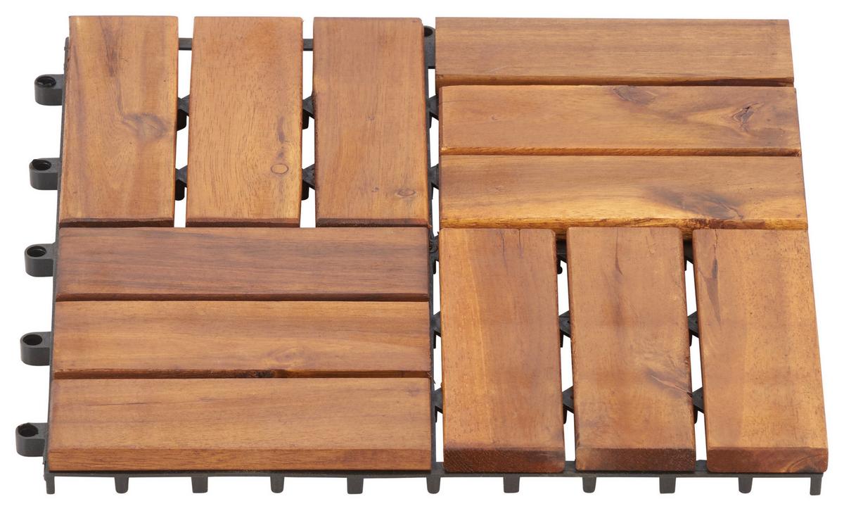 Terrassenfliese Dominik 10er Set 30x30 cm Akazienholz - Schwarz/Akaziefarben, MODERN, Holz/Kunststoff (30/30cm) - Ondega