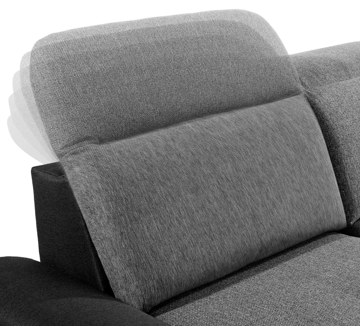 Ecksofa Mit Schlaffunktion + Bettkasten Malaga, Webstoff - Dunkelgrau/Silberfarben, KONVENTIONELL, Textil (286/203cm) - Ondega