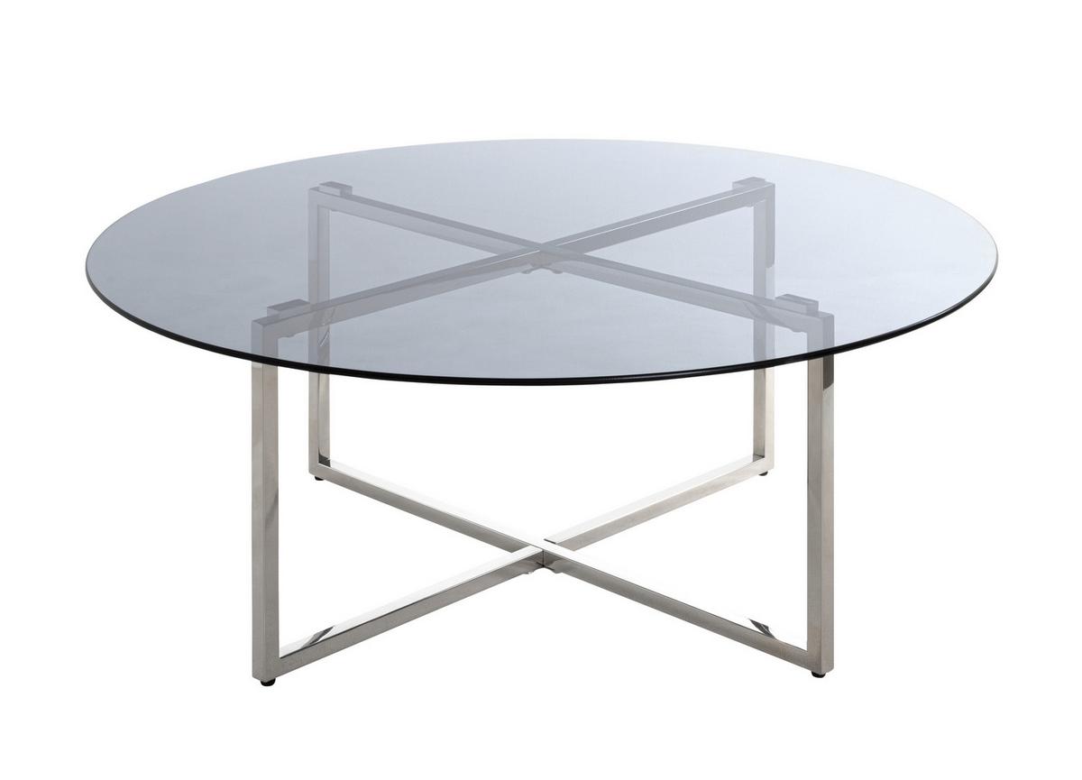 Couchtisch Rund Mit Glasplatte Edelstahlfarben - Edelstahlfarben/Grau, Basics, Glas/Metall (100/45cm)