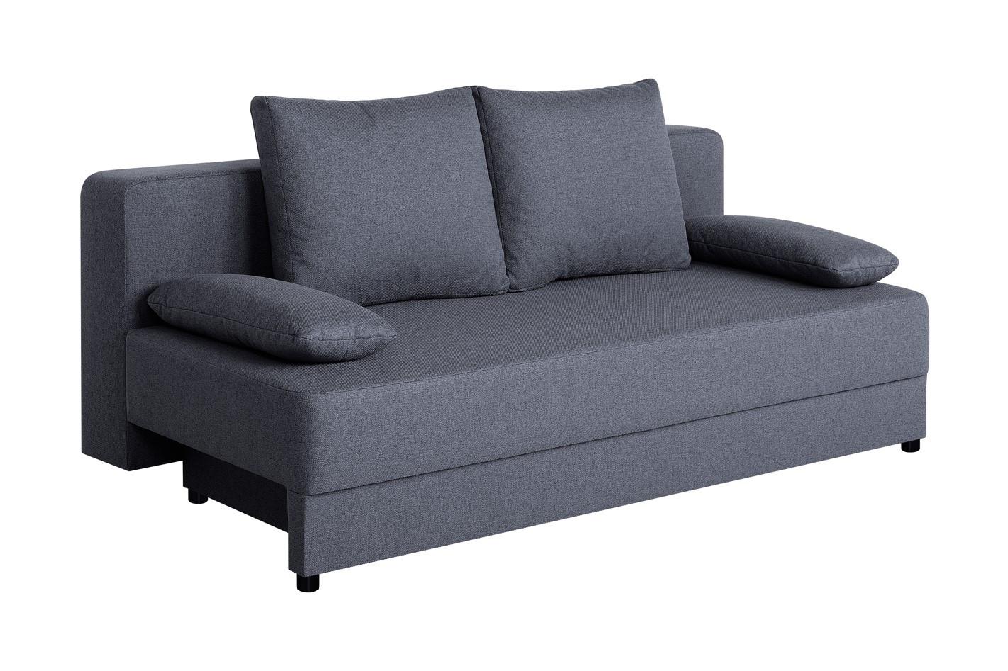 Pohovka LIA, tmavě šedá, s lůžkem a úložným prostorem - černá/tmavě šedá, Basics, kompozitní dřevo/textil (200/90/103cm)