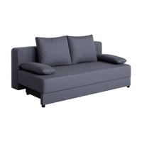 Pohovka LIA, tmavosivá, s lôžkom a úložným priestorom - čierna/tmavosivá, Basics, kompozitné drevo/textil (200/90/103cm)