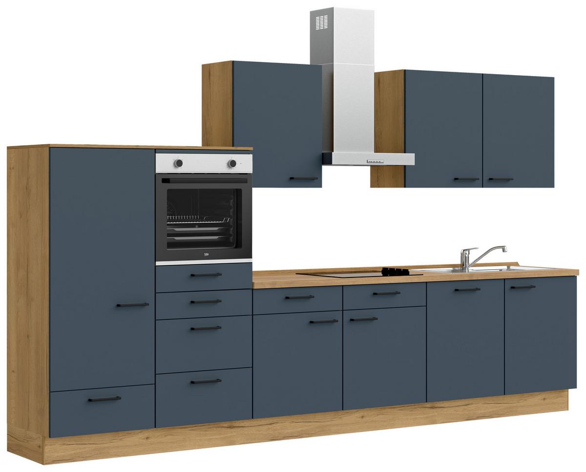 Küchenleerblock Easytouch Low-Line, L12 Links - Blau/Eichefarben, MODERN, Holzwerkstoff (360cm) - Nobilia