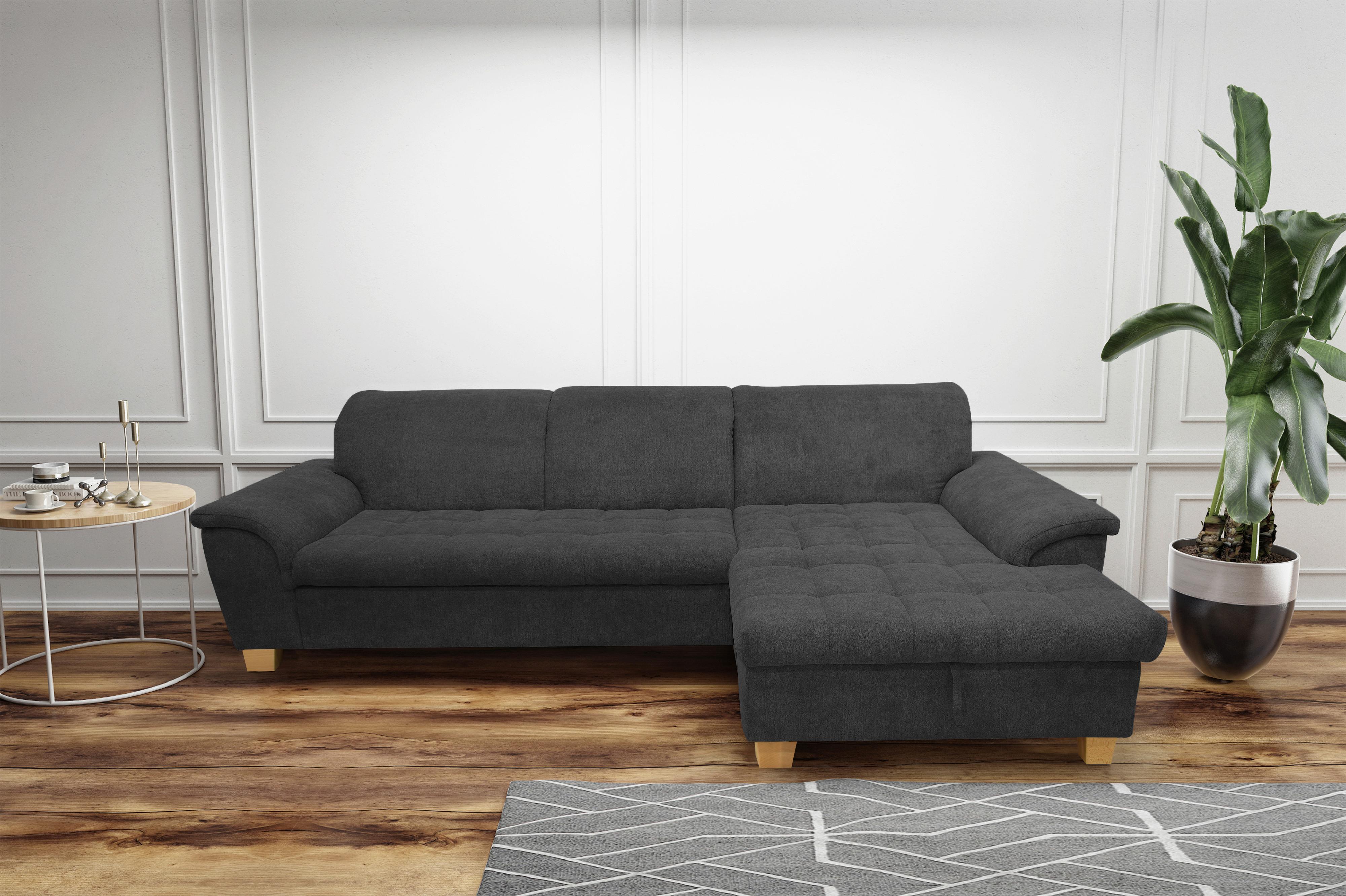 Ecksofa mit Schlaffunktion Franzi Dunkelgrau - Eichefarben/Dunkelgrau, KONVENTIONELL, Textil (279/170cm) - MID.YOU