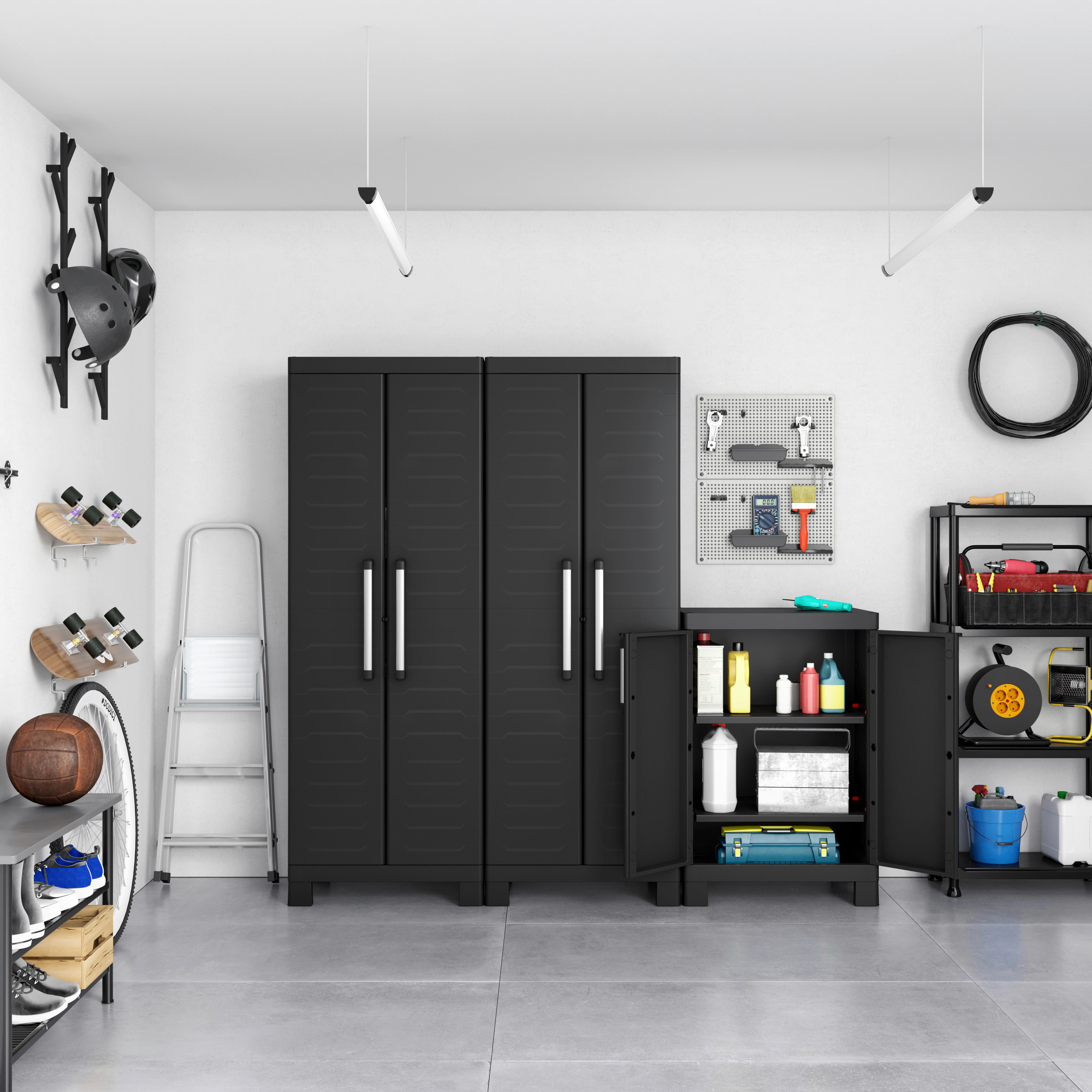 Werkzeugschrank E-Com Detroit Base B: 45 cm Schwarz - Schwarz, Design, Kunststoff (65/97/45cm) - Keter