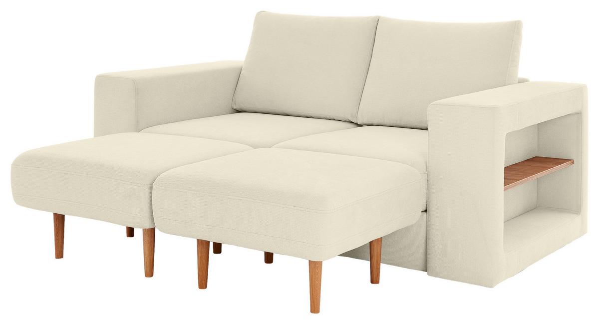 2,5-Sitzer-Sofa Looks Mit Hocker In Creme Beine Eiche - Eichefarben/Creme, Design, Textil (192/96/107cm) - LOOKS by W.Joop