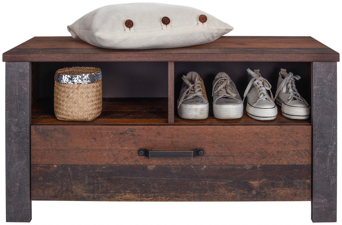 Šatní lavice ONTARIO - šedá/barvy dubu, Trend, kompozitní dřevo/plast (96/49,5/37cm) - Ondega