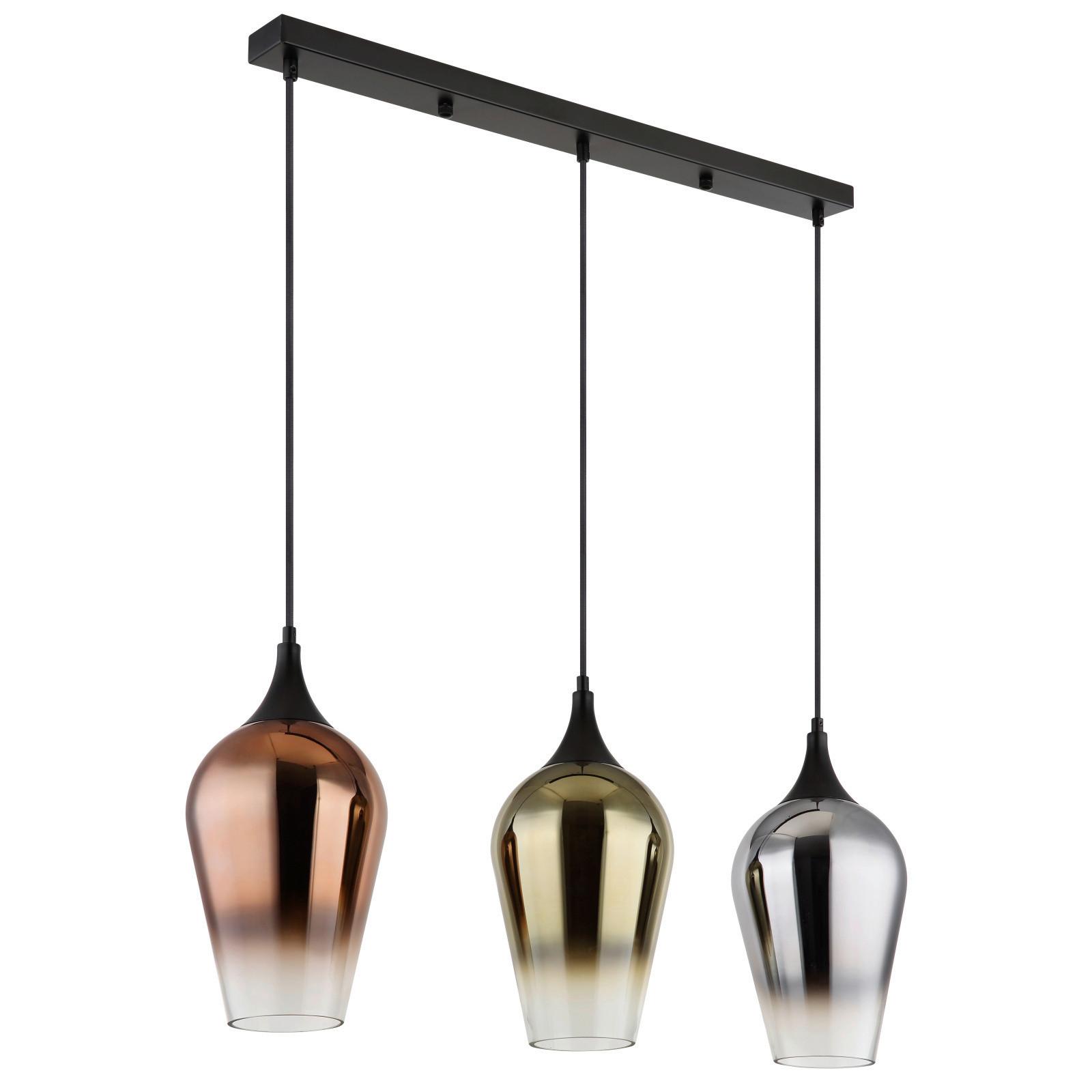 Hängeleuchte 15552-3h - Chromfarben/Goldfarben, Design, Glas/Metall (83/18/120cm) - Globo