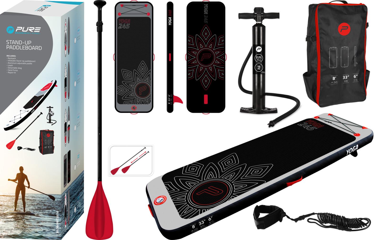 Stand-Up Paddle Board schwarz/weiß/rot - Waldgrün, Basics, Kunststoff (245/85/15cm)