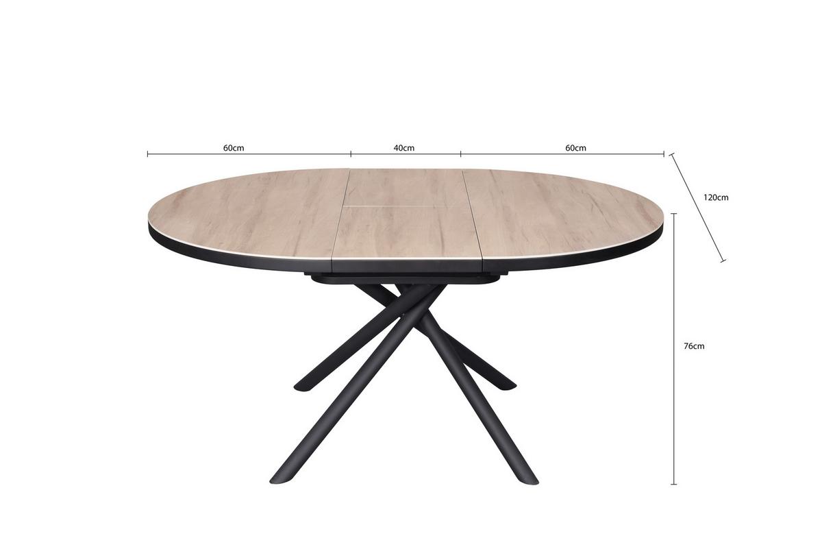 Esstisch Tuana - Bernsteinfarben/Schwarz, LIFESTYLE, Keramik/Holzwerkstoff (120-160/76/120cm) - MID.YOU