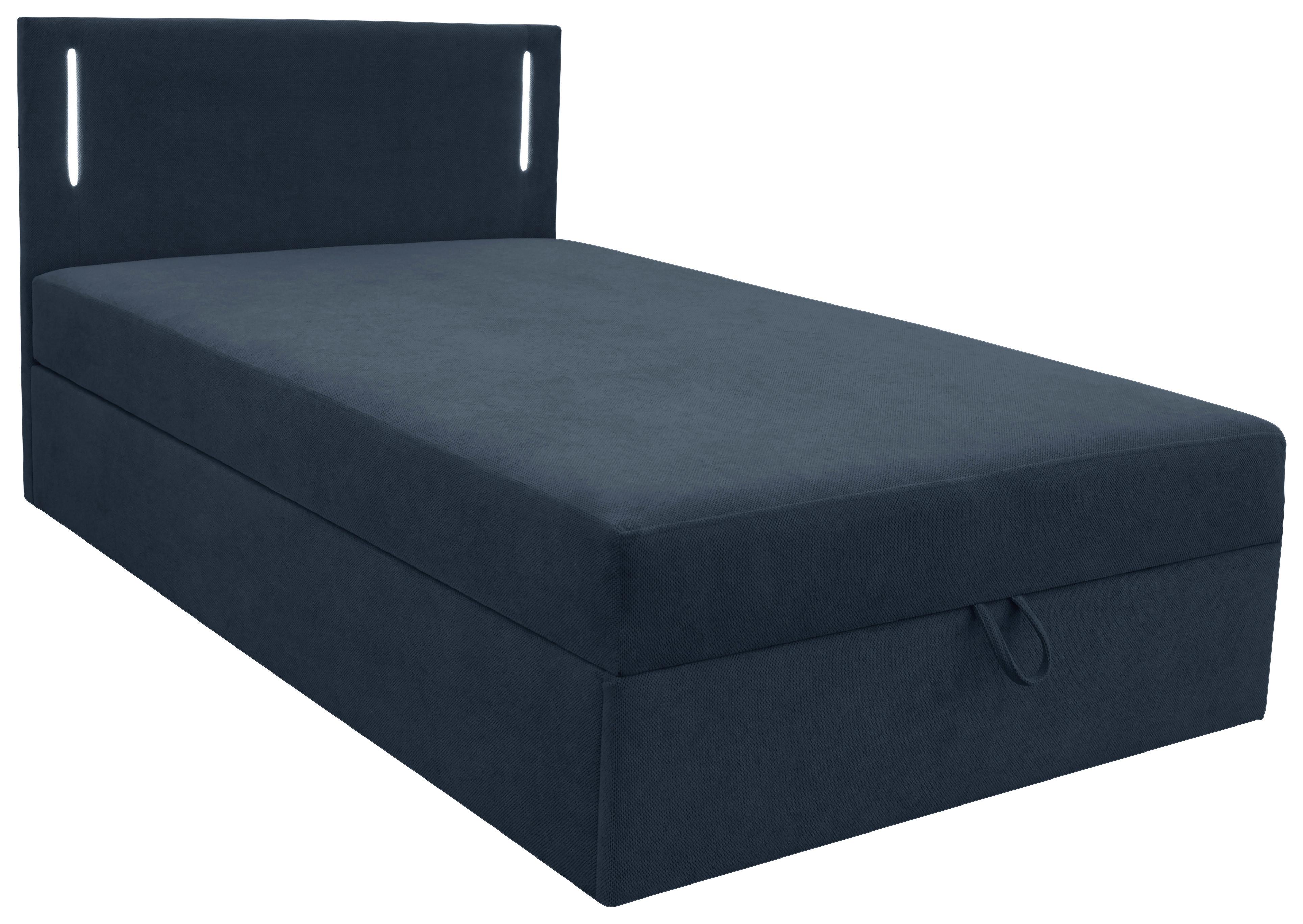 Boxbett Carlos 120 Dunkelblau B: 121 cm - Schwarz/Dunkelblau, Basics, Holzwerkstoff/Textil (121/110/210cm) - Livetastic
