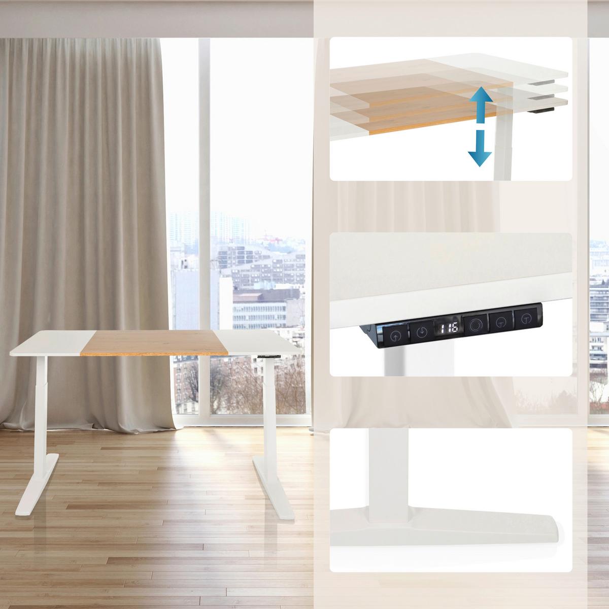 Schreibtisch Weiß/Eichefarben B: 140 cm - Eichefarben/Weiß, MODERN, Holzwerkstoff/Metall (140/70/73 - 118cm) - MID.YOU