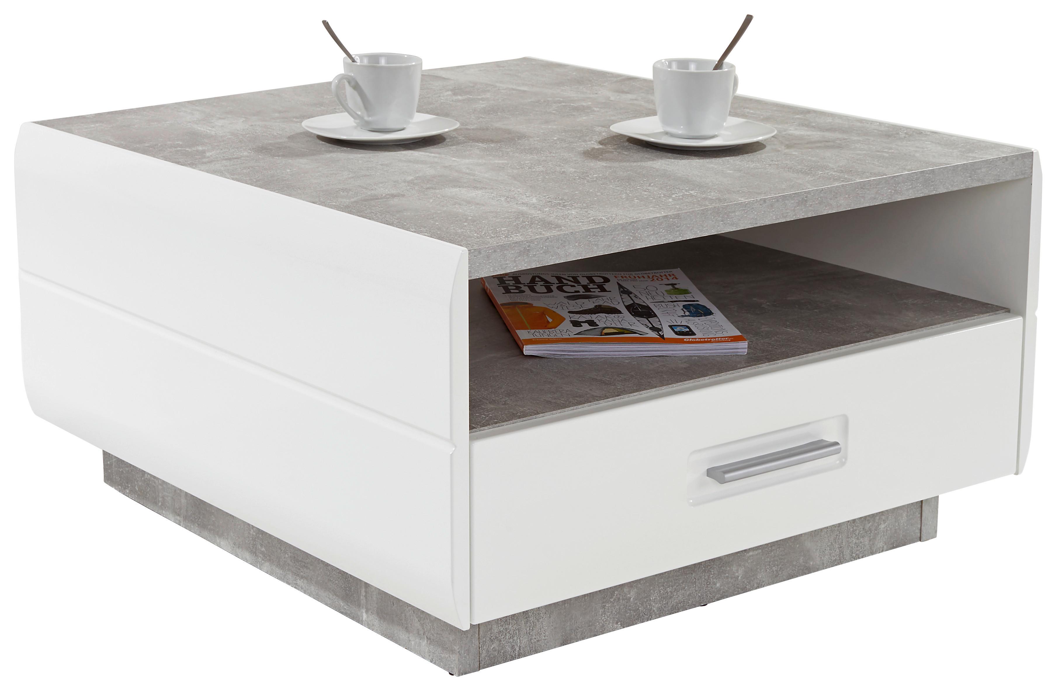 Couchtisch mit Stauraum Avensis, Betonoptik/Weiß - Weiß/Grau, MODERN, Holzwerkstoff (75/40/75cm) - Luca Bessoni