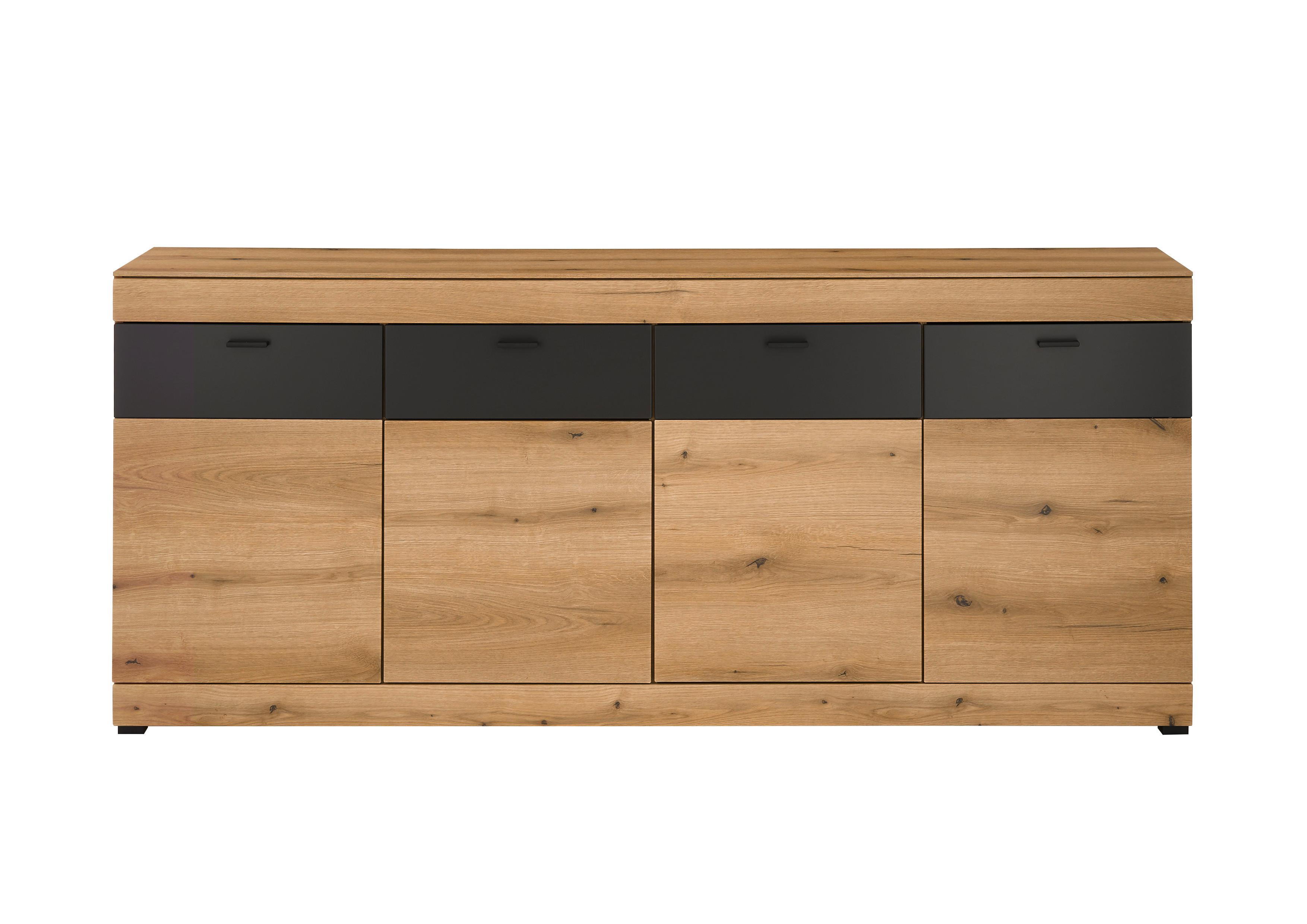 Sideboard Soleto Graphit-/Eichefarben B: 200cm - Eichefarben/Schwarz, Design, Holzwerkstoff (200/87/42cm) - MID.YOU