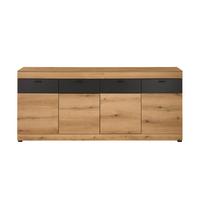 Sideboard Soleto Graphit-/Eichefarben B: 200cm - Eichefarben/Schwarz, Design, Holzwerkstoff (200/87/42cm) - MID.YOU