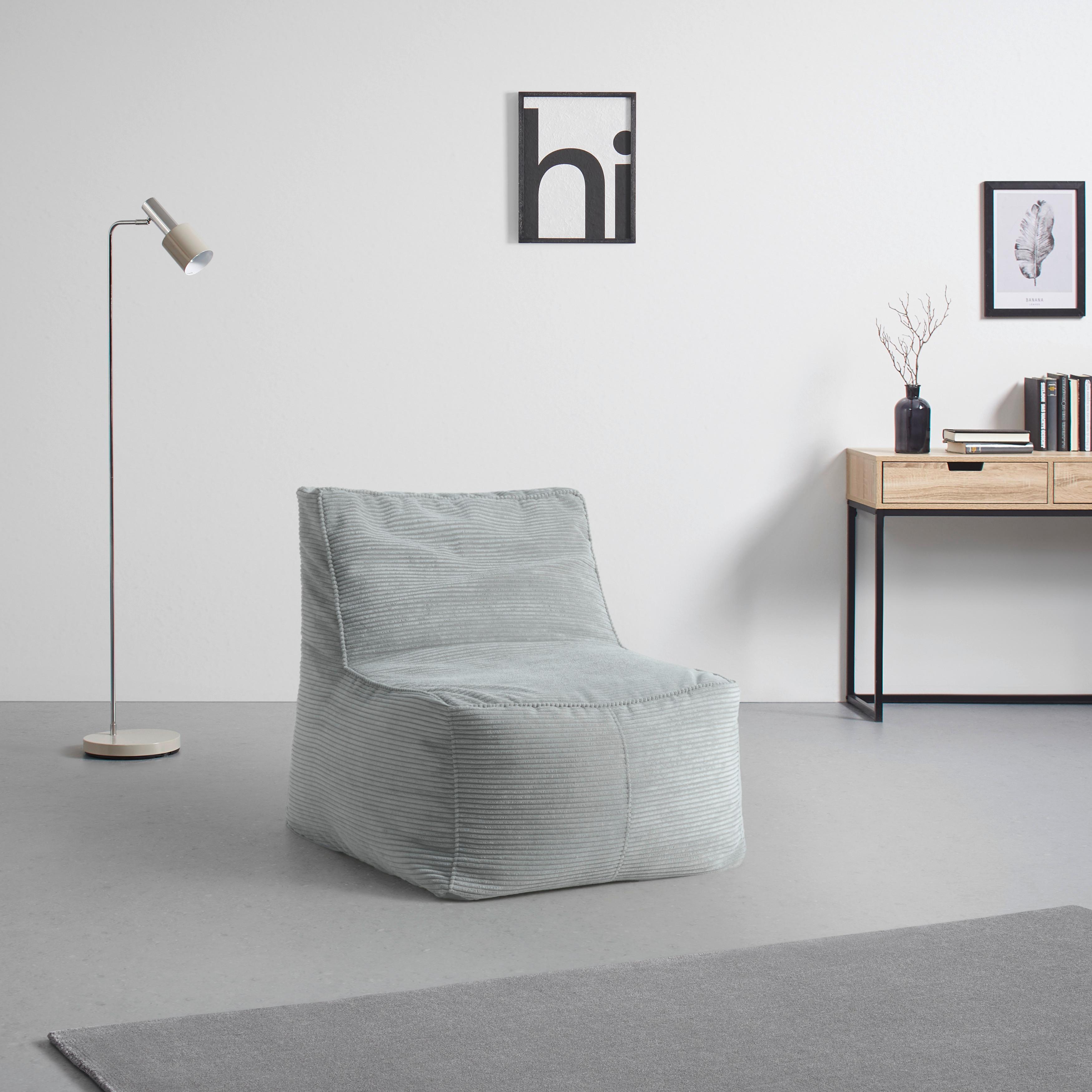 Sedací vak CAROLINE, šedý manšestr, max. 90 kg - šedá, Moderní, textil (75/84/88cm) - Mömax