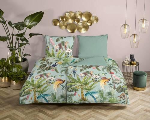 Wendebettwäsche Igandi Grün 155x220 cm - Grün, Natur, Textil (155/220cm)