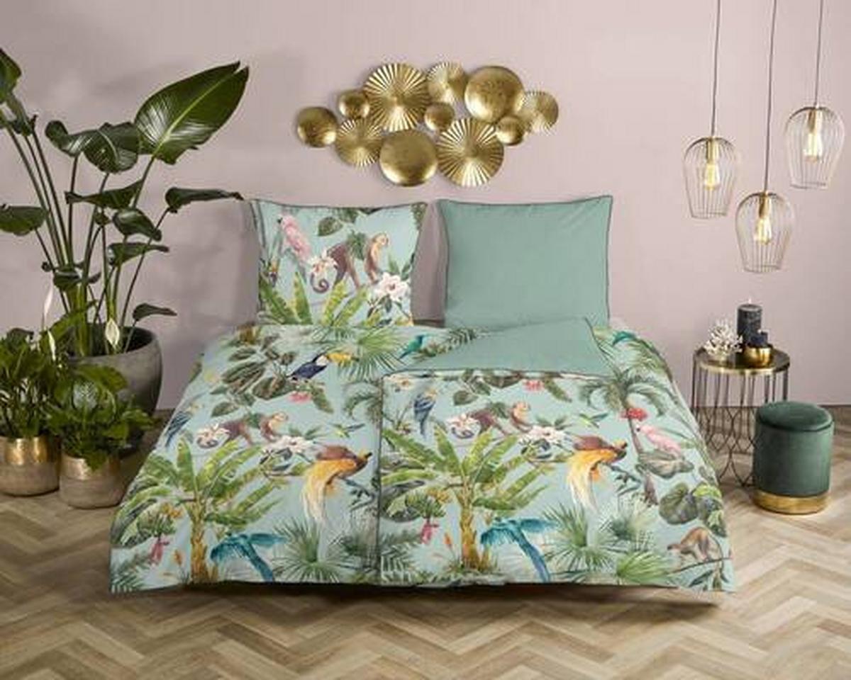 Wendebettwäsche Igandi Grün 155x220 cm - Grün, Natur, Textil (155/220cm)