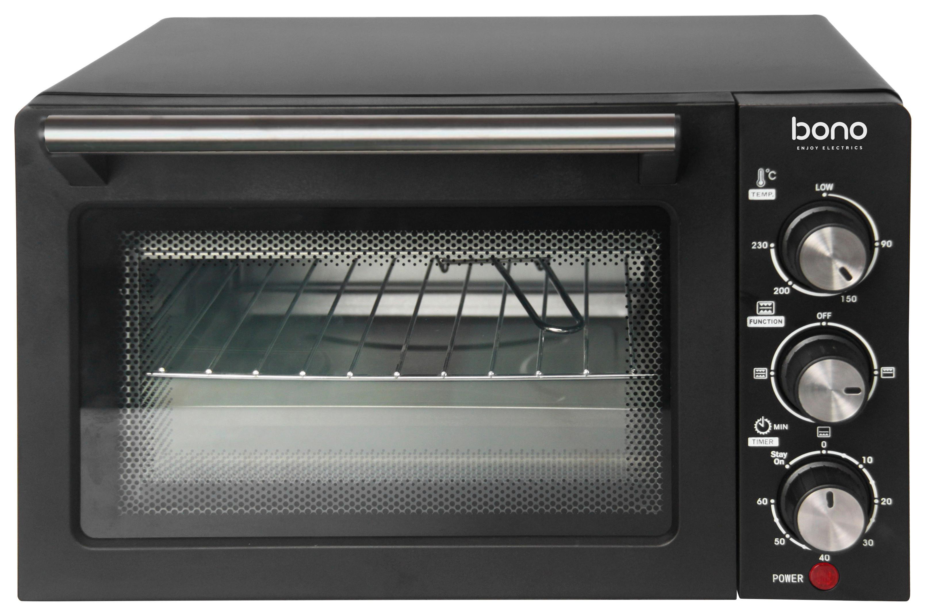 Minibackofen Emilia Schwarz 1200W mit Grillrost - Schwarz, Basics, Metall (35/25/40cm) - Bono