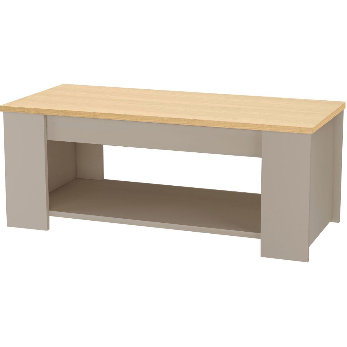 Couchtisch Emerald mit Ablagefach Creme - Eichefarben/Creme, Design, Holzwerkstoff (105/41/47cm) - MID.YOU