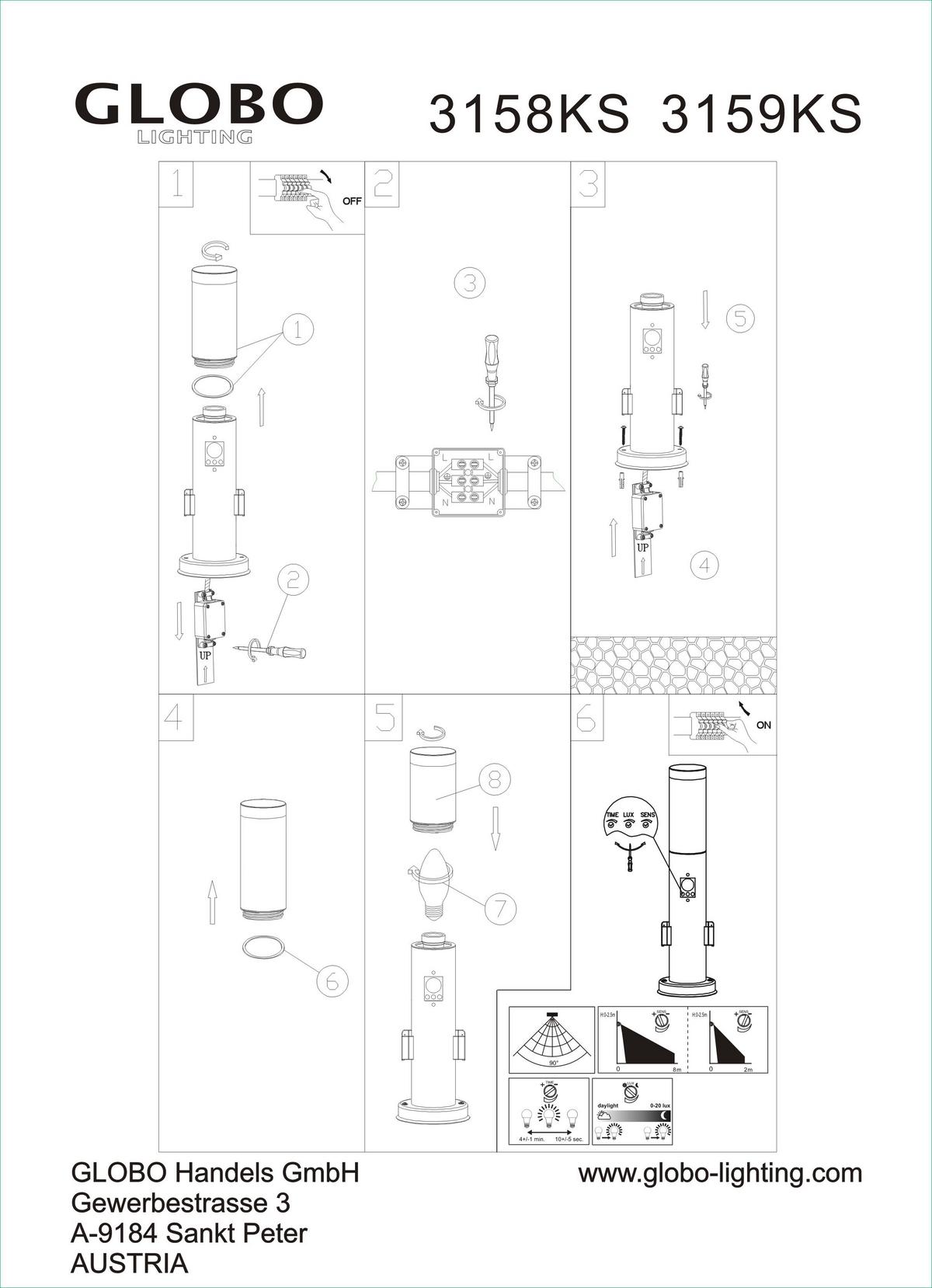 Led Außenleuchte Mit Bewegungsmelder Boston 60 Watt - Opal, Basics, Kunststoff/Metall (13,1qm) - Globo