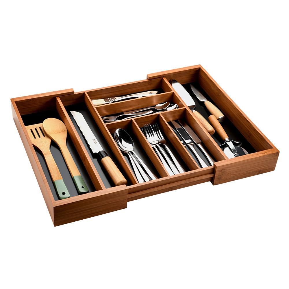 Besteckeinsatz Aus Bambus Variabel, BxH: 35-58x43 cm - Braun, Basics, Holz (35-58/6,5/43cm) - Kesper