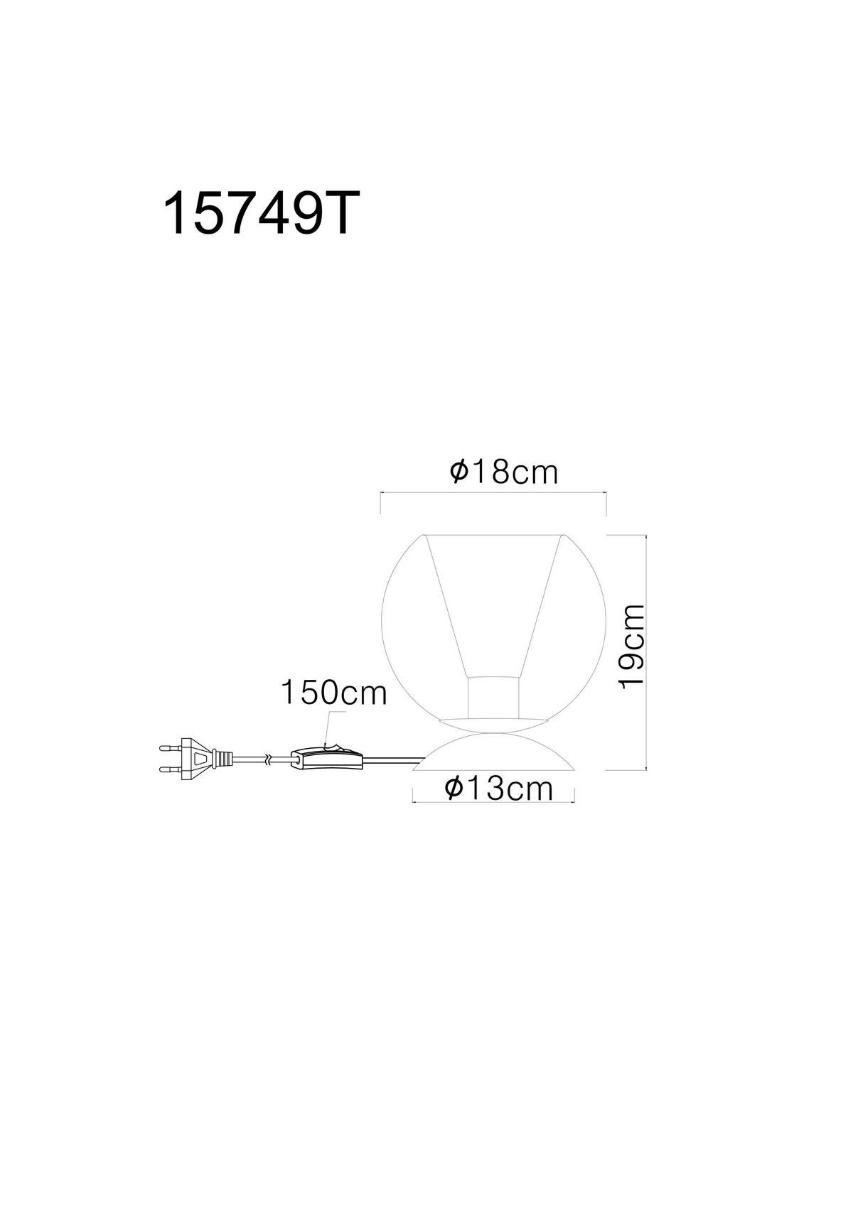 Tischleuchte Barry Grau Klar Schwarz D: 15 cm - Klar/Schwarz, Basics, Glas/Textil (15/20.5cm) - Globo