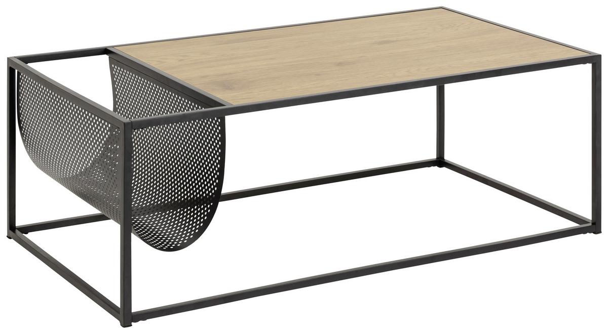 Couchtisch Mit Ablage Seaford, Eichefarben/schwarz - Eichefarben/Schwarz, Trend, Holzwerkstoff/Metall (110/60/40cm) - Livetastic