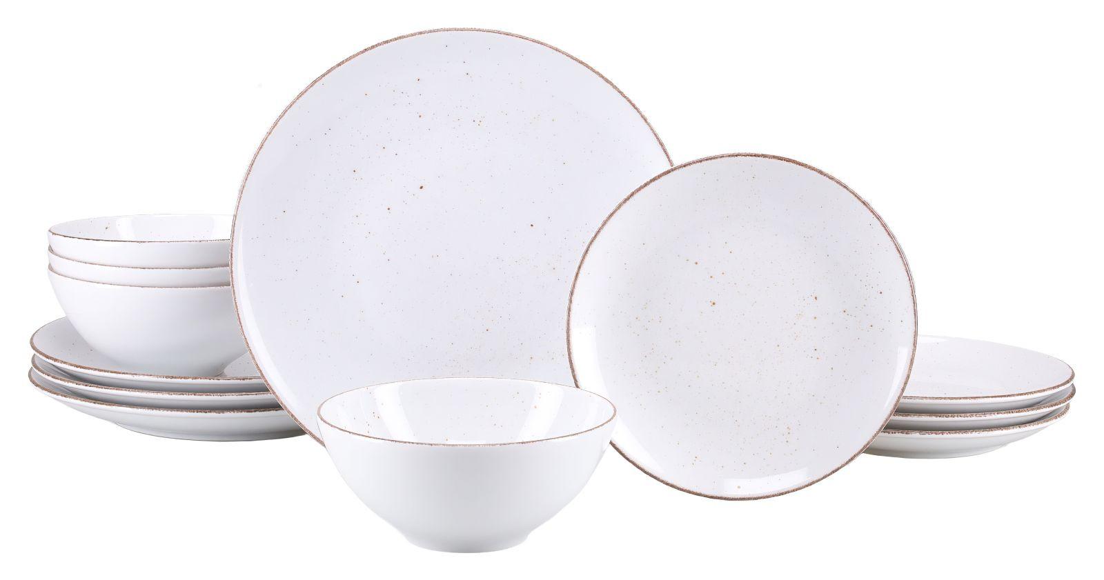 Tafelservice Vintage 12tlg. - Grauweiß/Weiß, Basics, Keramik - Creatable