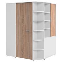 Rohová skriňa YOUNG dekor biela/dub surový - biela/farba duba, Konventionell, kompozitné drevo/plast (124/198/148cm) - Mömax