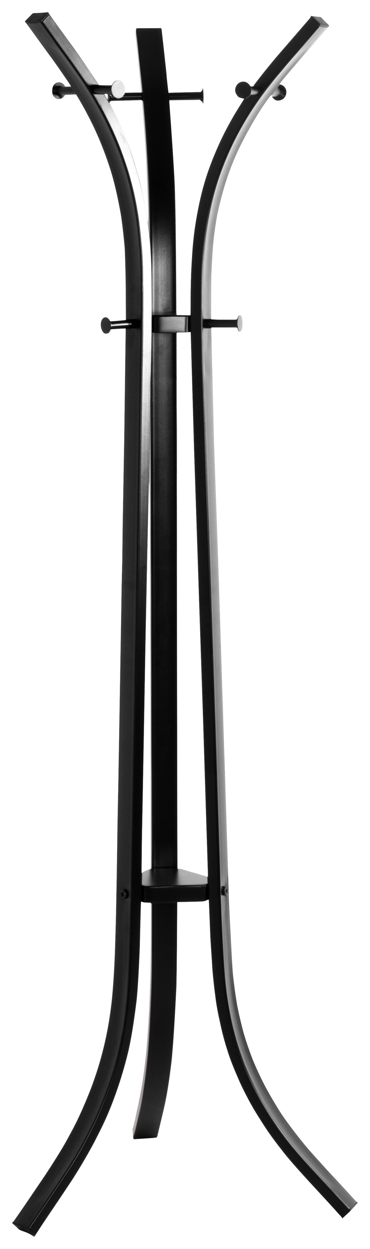 Kleiderständer 25588 Schwarz Stahl 9 Haken H: 177 cm - Schwarz, Basics, Metall (45/177/45cm)