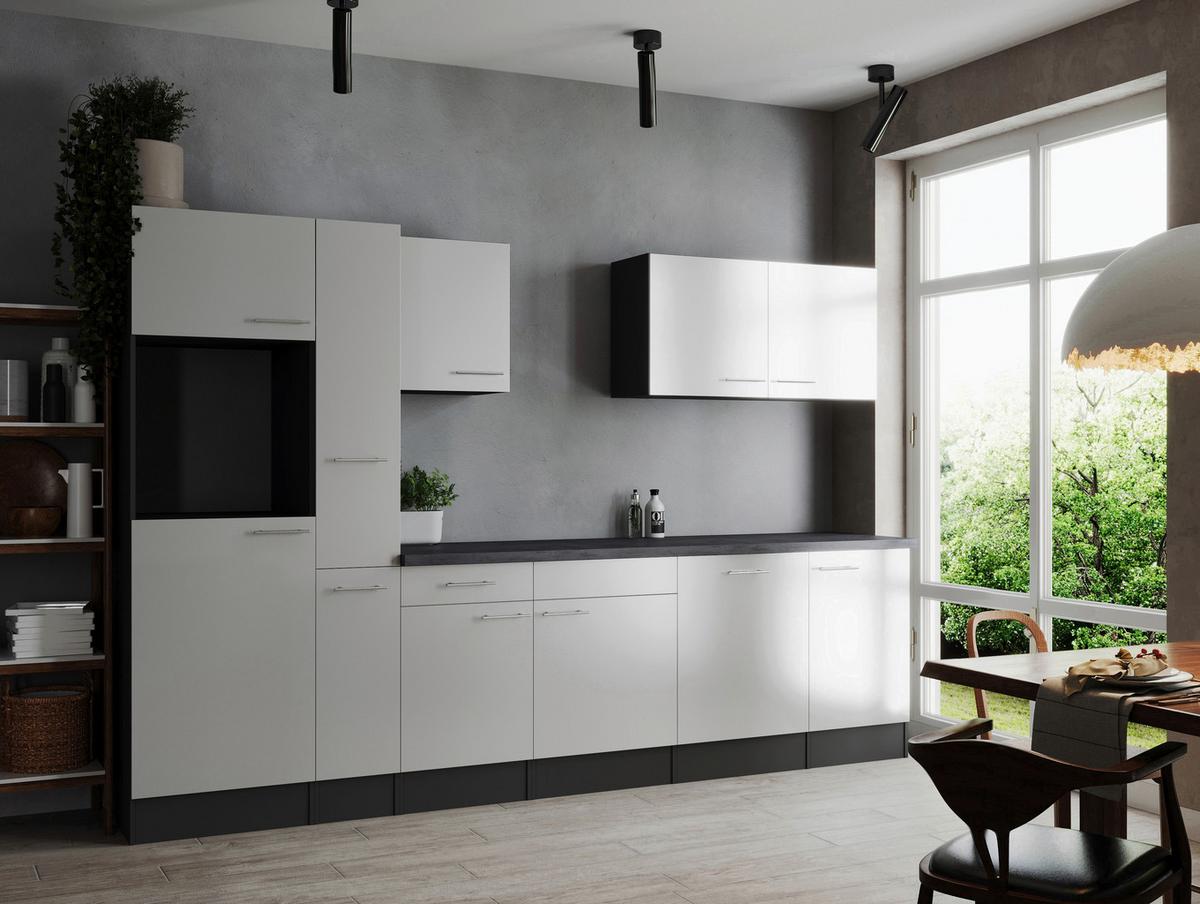 Küchenleerblock Oliver Grau, Weiß B: 310 Cm - Weiß/Grau, Design, Holzwerkstoff (310cm) - Respekta