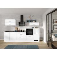 Küchenblock Ip405 Weiß B: 320 cm - Weiß Hochglanz/Schwarz, Trend, Holzwerkstoff (320cm) - Impuls