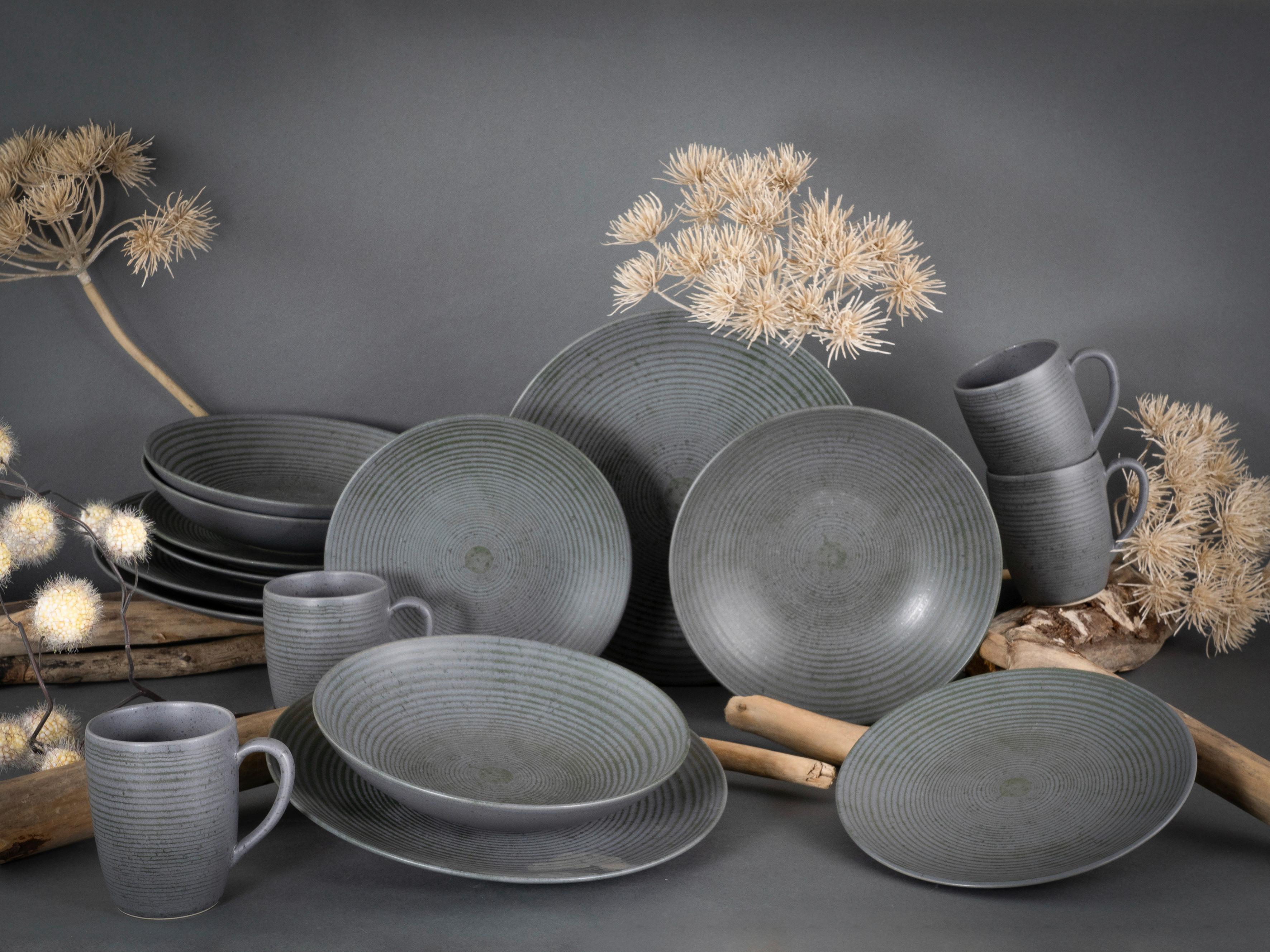 Kombinovaný servis CATANIA ANTRACIT, 16-dielny - antracitová, Design, keramika - Creatable