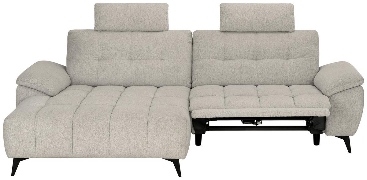 Sedací souprava VENICE, levá, bílá, elektrické nastavení noh - bílá/černá, Moderní, kov/dřevo (156/268cm) - Premium Living