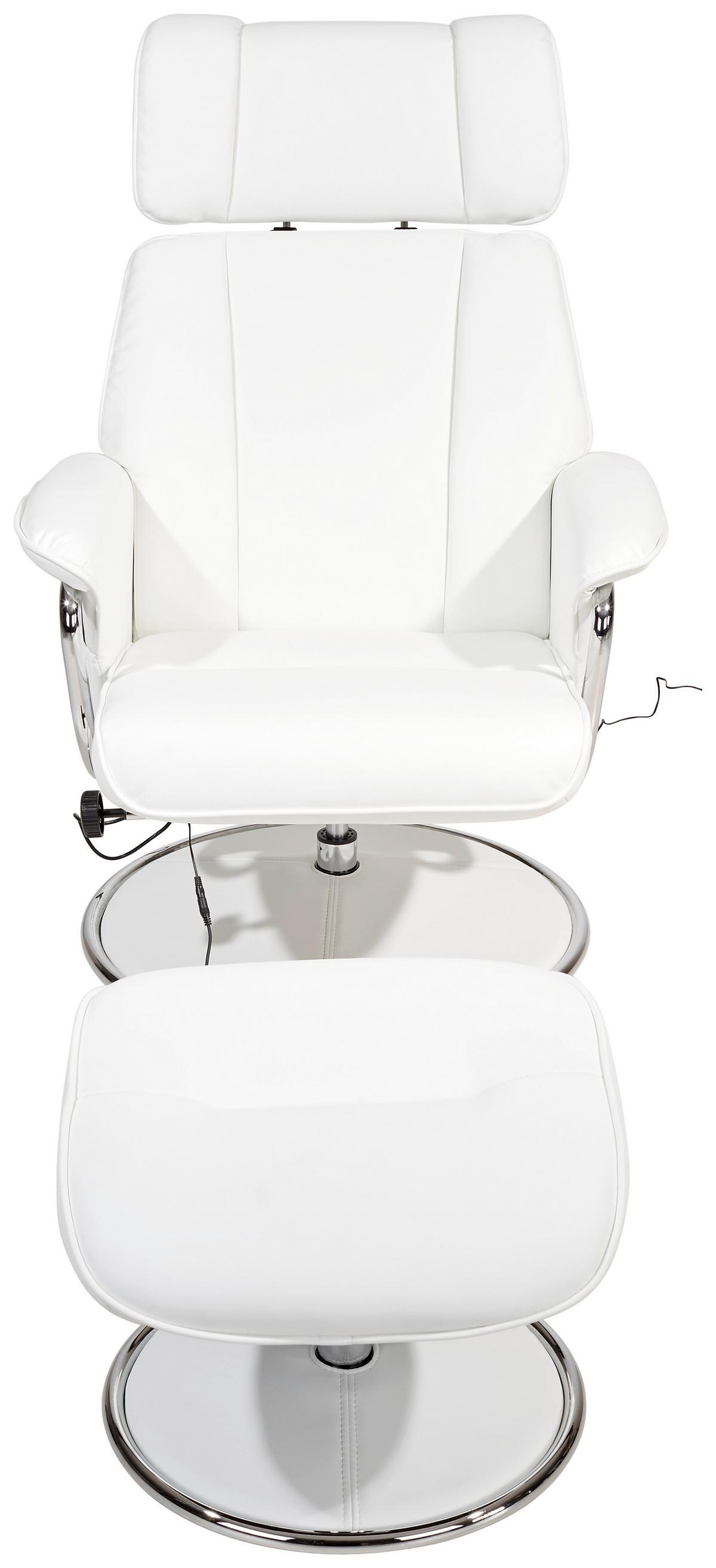 Fernsehsessel mit Massagefunkt. Paloma Lederlook Weiß - Chromfarben/Weiß, MODERN, Textil/Metall (77cm) - Luca Bessoni