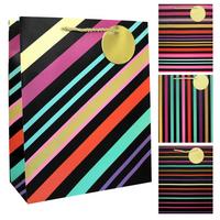 Geschenktasche Stripes M 12 - Multicolor, Basics, Papier (31/42/12cm)