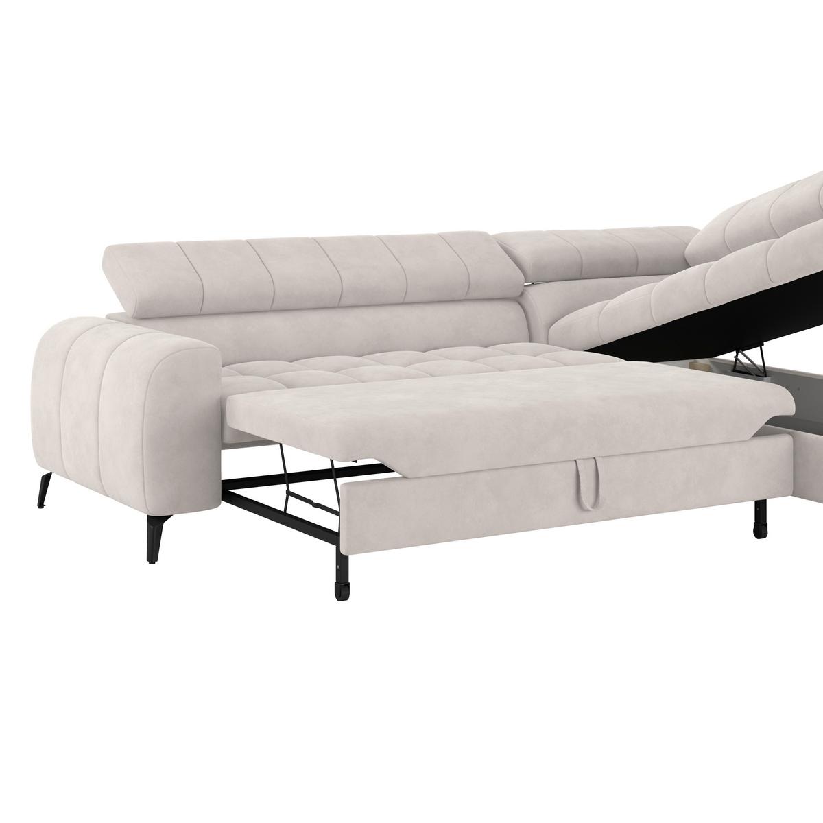Ecksofa Volf Rechts New Weiß, S: 261x203 cm - Schwarz/Weiß, Trend, Kunststoff/Textil (261/203cm)
