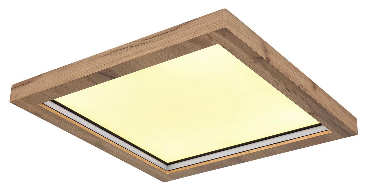 LED-Deckenleuchte 41374-24 - Dunkelbraun/Opal, Natur, Holzwerkstoff/Kunststoff (40/40/6,5cm) - Globo