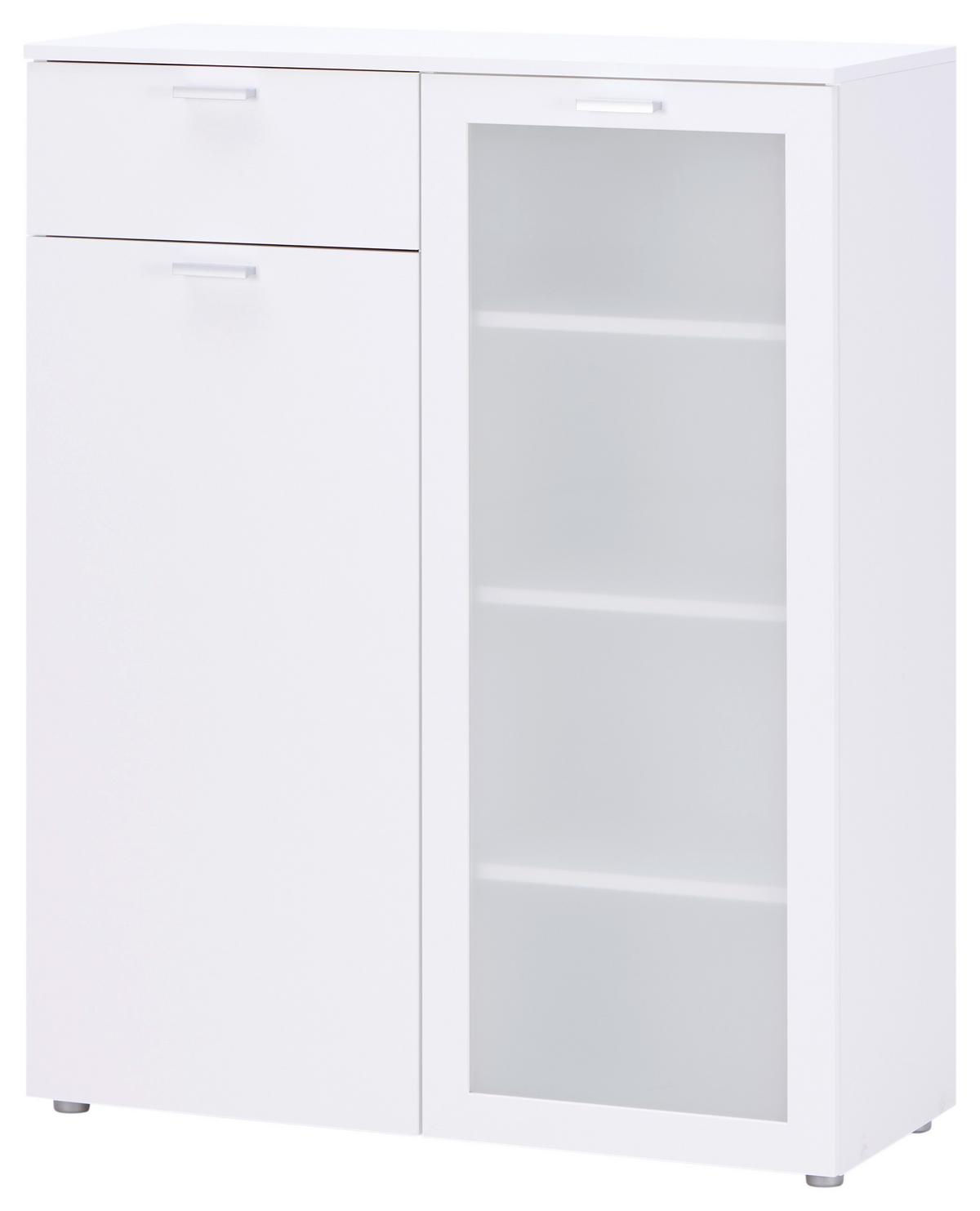 Kommode B: 90 cm Xeno Weiß Dekor - MODERN, Holzwerkstoff (90/115/37cm)