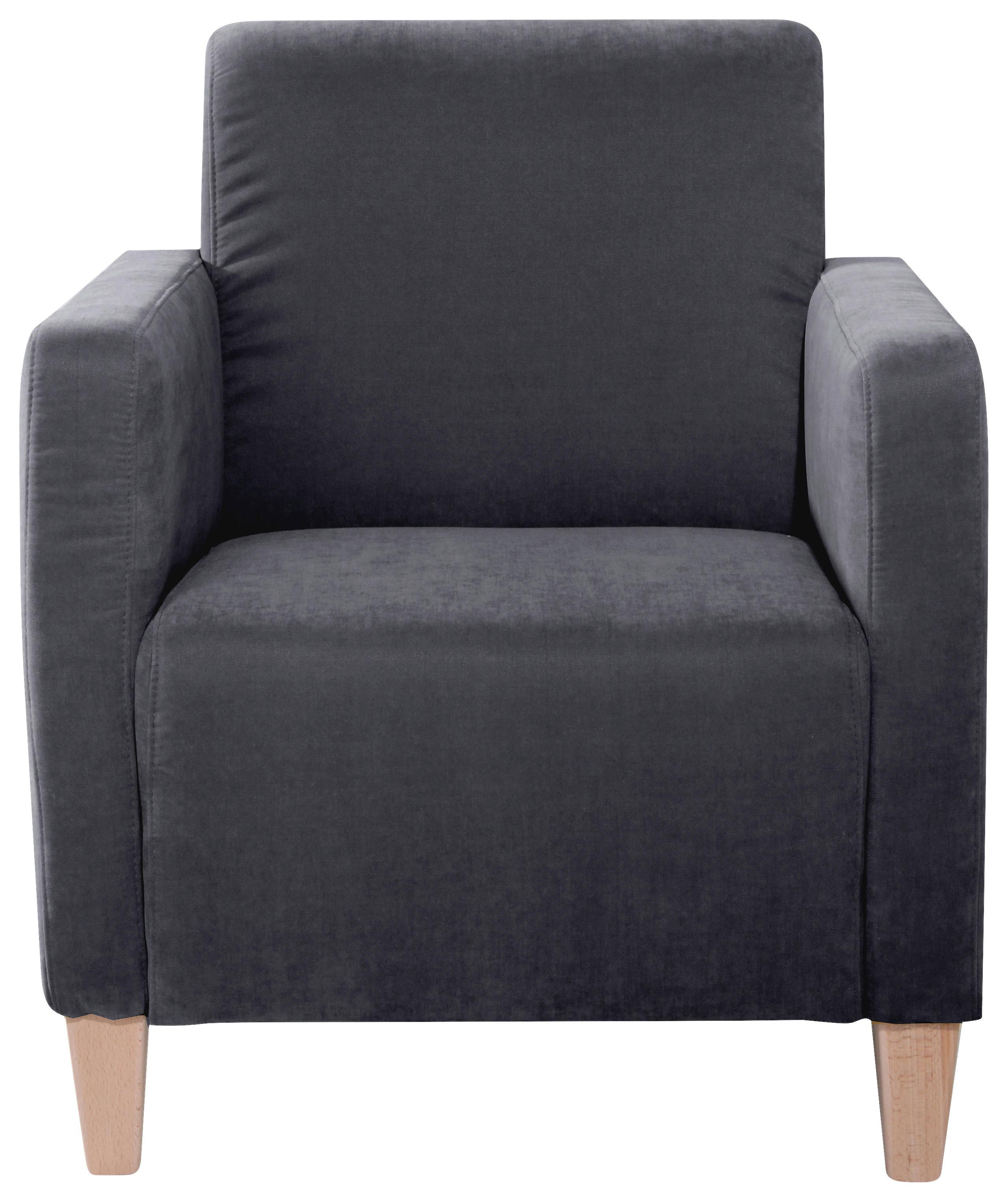 Polstersessel Mit Armlehnen Milla Samt Anthrazit - Anthrazit/Naturfarben, Design, Textil (71/81/70cm) - Max Winzer