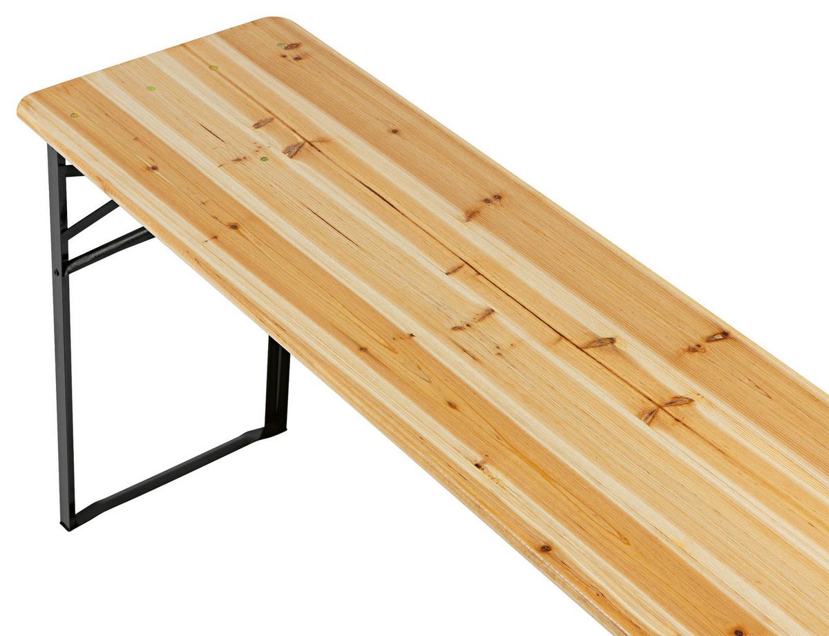 Bierzeltgarnitur 3tlg. - Fichtefarben, Basics, Holz/Metall (167/46/75cm)