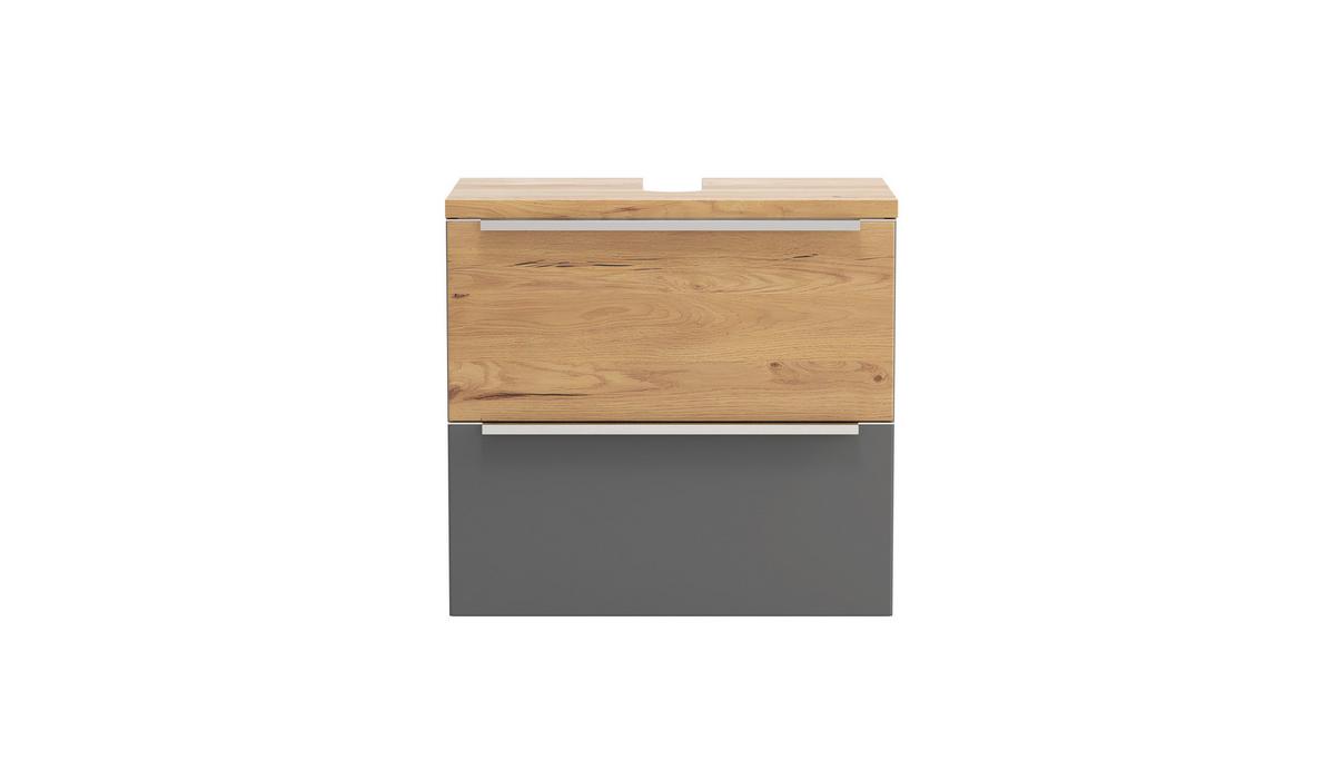 WASCHBECKENUNTERSCHRANK Verona Grau/Wildeiche B: 60cm - Wildeiche/Grau, Trend, Holzwerkstoff (60/54/35cm) - Held