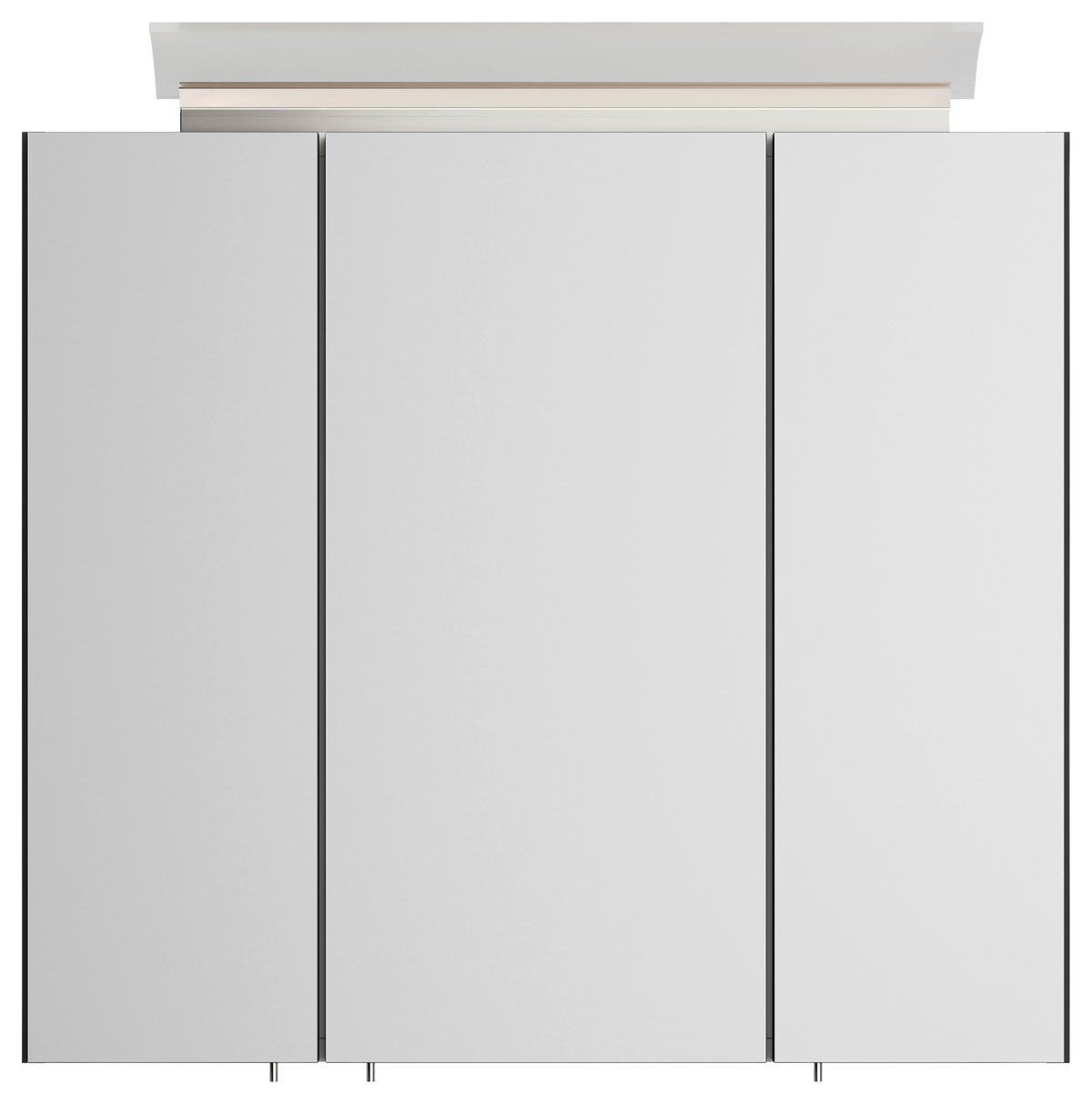 Spiegelschrank Graphitfarben B: 70 cm - Graphitfarben, MODERN, Glas/Holzwerkstoff (70/62/17cm) - MID.YOU