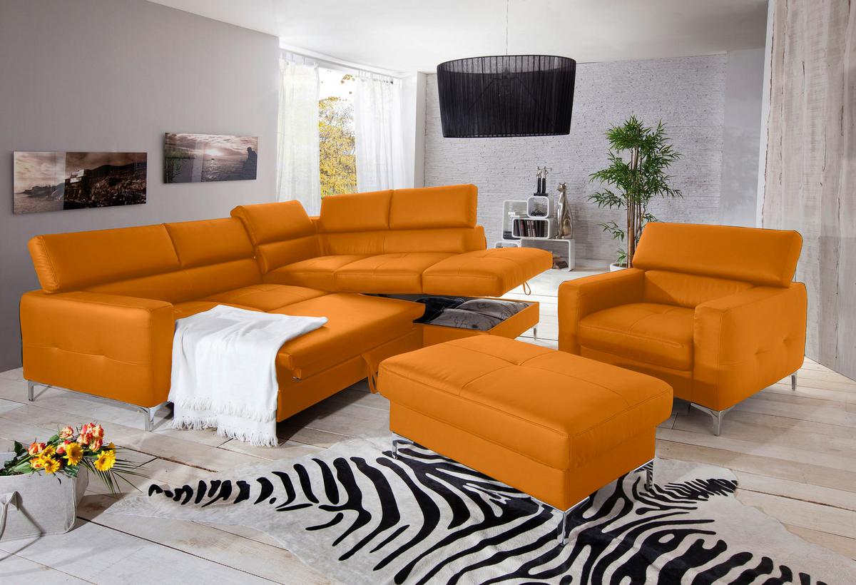 Polstersessel Sammy Gelb Leder - Chromfarben/Gelb, Design, Leder (99/78-92/106cm) - Livetastic