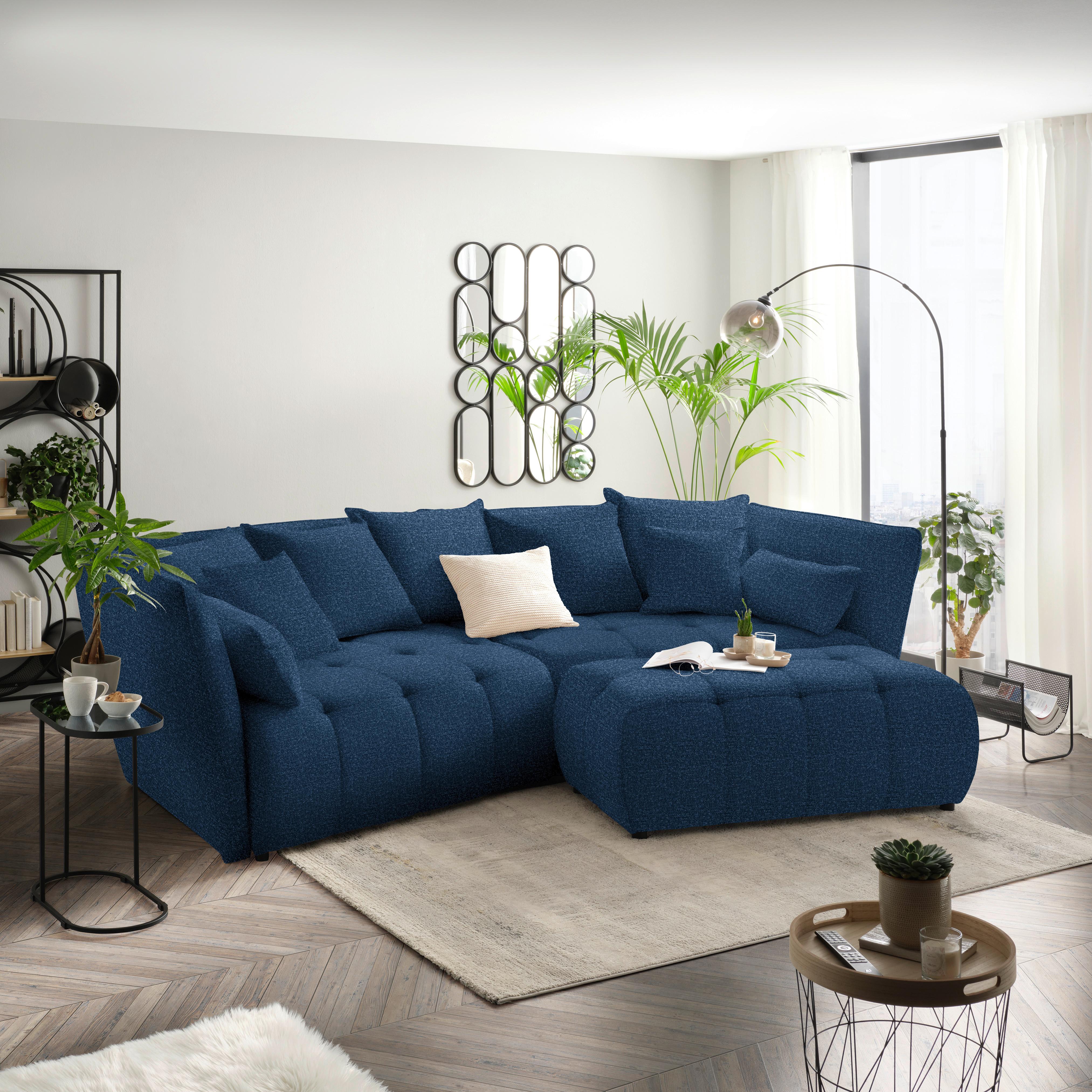 Boxspringová pohovka SOFI, tmavomodrá - čierna/tmavomodrá, Modern, textil (294/93/152cm) - Premium Living