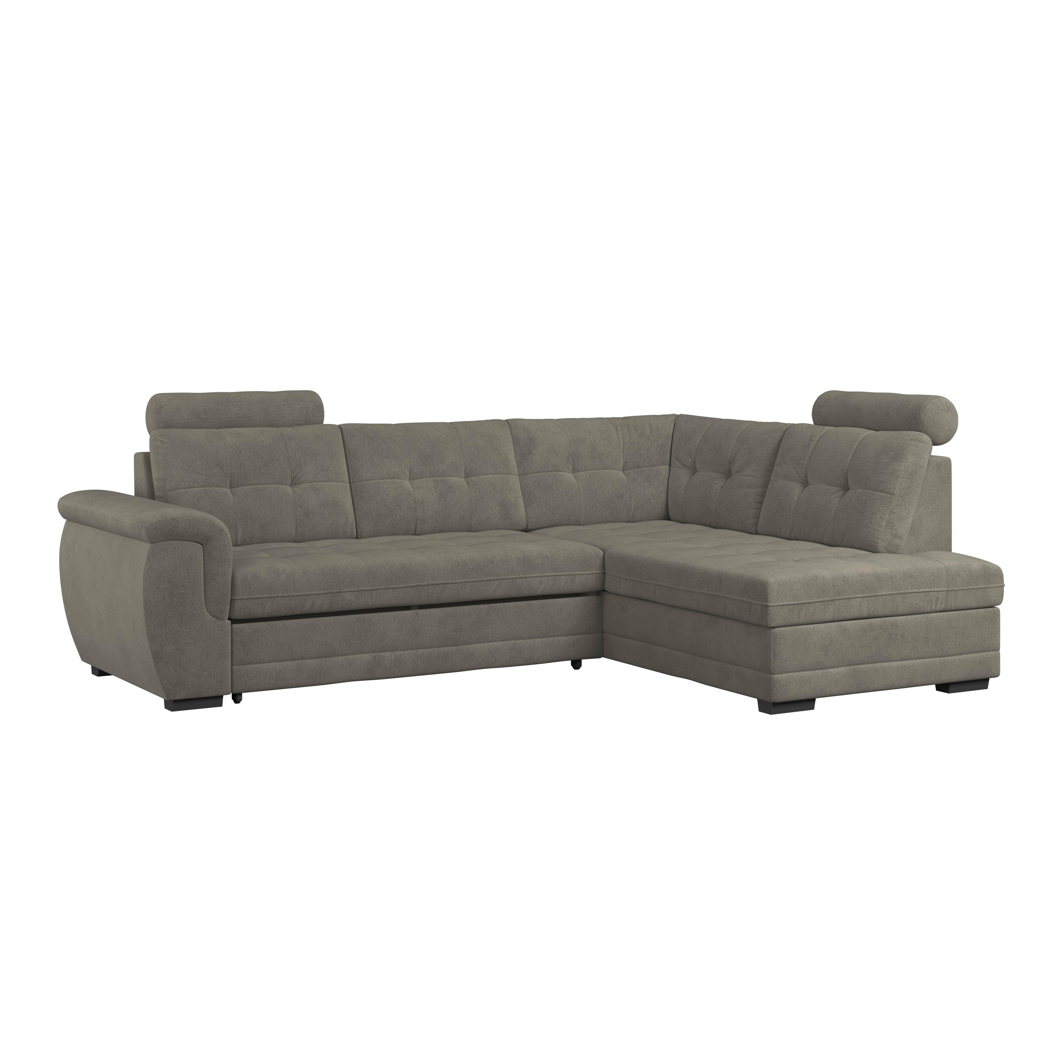 Ecksofa mit Schlaffunktion Falco new Braun 251x183 cm - Schwarz/Braun, KONVENTIONELL, Textil (251/183cm) - Ondega